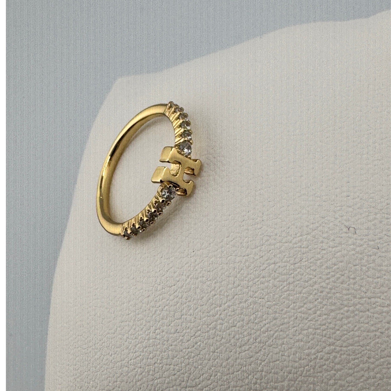 Gold Tone Initial H Ring Crystal Accented Monogram Band Personalized Jewelry