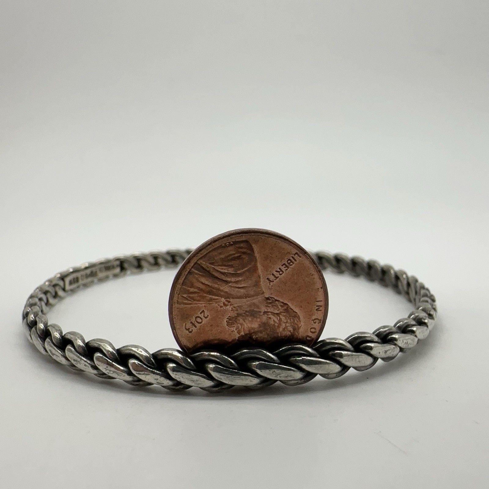 VTG Taxco Mexico Sterling Silver Twist Bangle Bracelet 18.3g #bct
