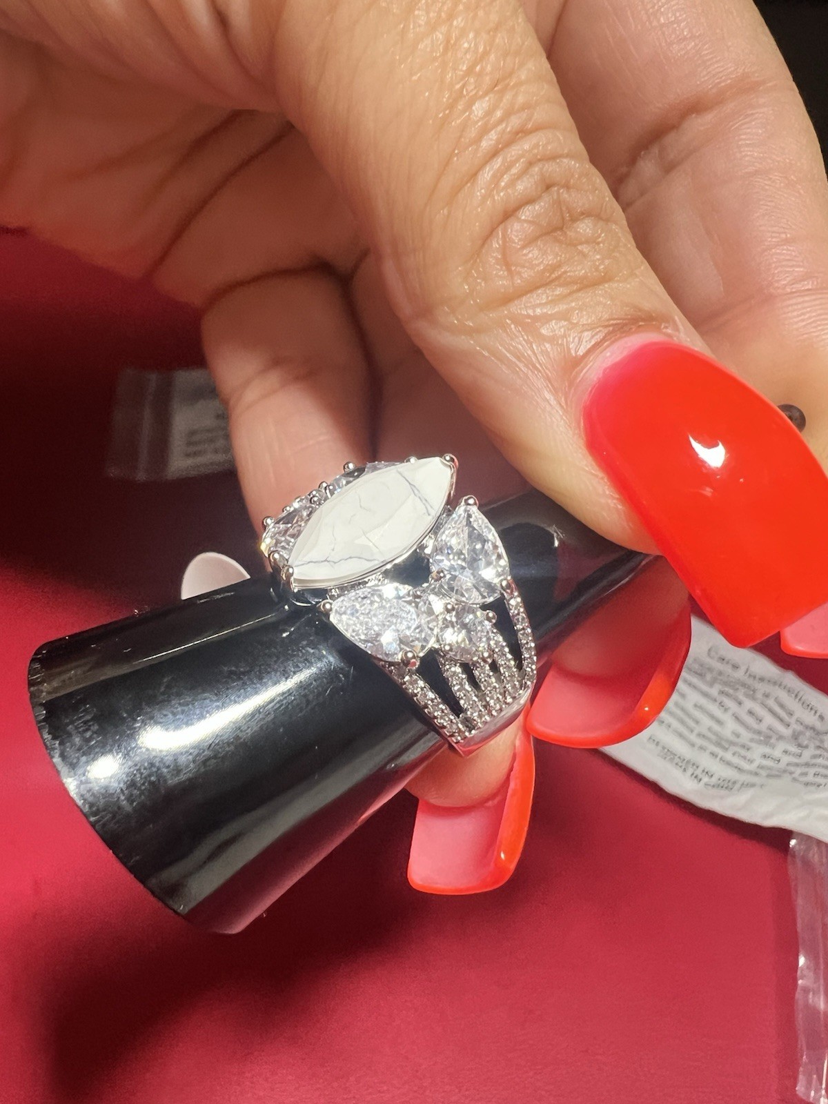 Bomb Party Harmonic Bliss Ring Howlite Magnesite On Rhodium Sz8