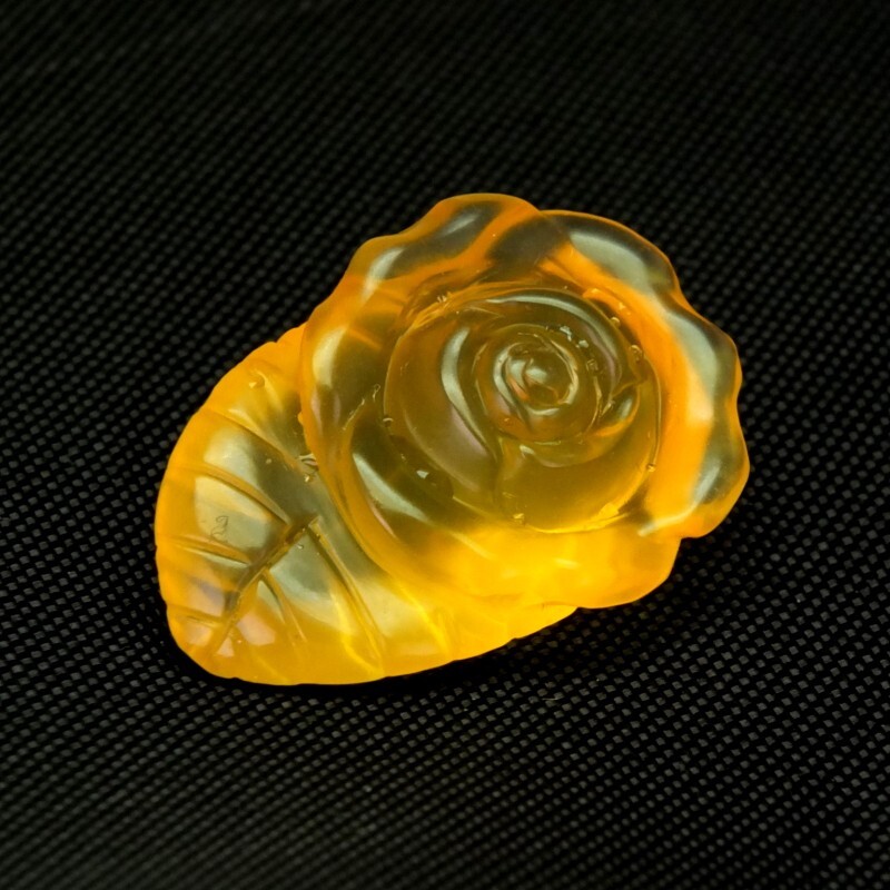 Shola Real 16.55 Ct Natural Fire Opal Flower Carving Huge From Mexico