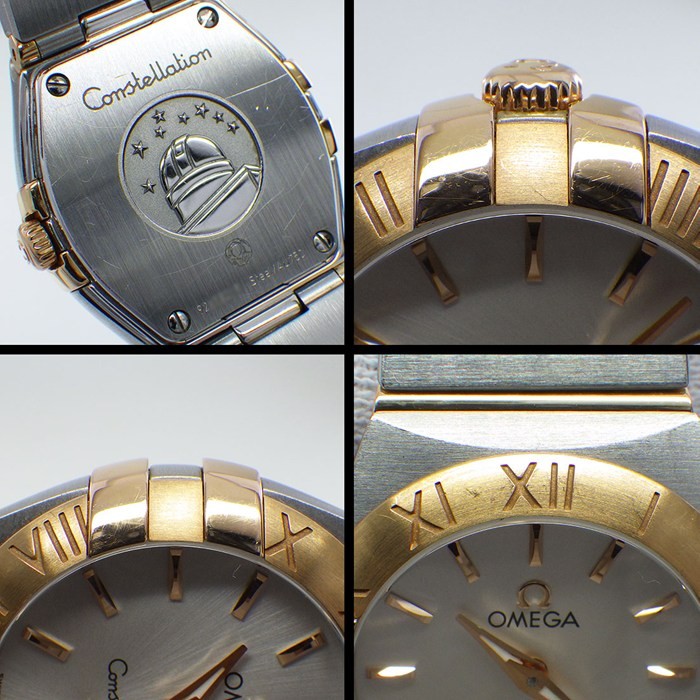 OMEGA WATCH CONSTELLATION 131.20.25.60.02.002 SUNRAY SILVER 18K PINK GOLD QUARTZ