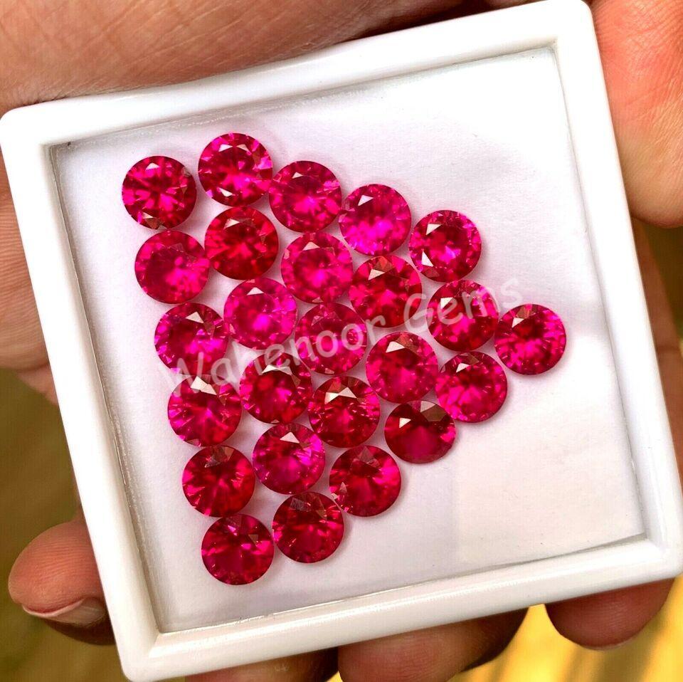 Natural Mogok Red Ruby 6.00 to 12.00 mm Round Certified Treated Loose Gemstone