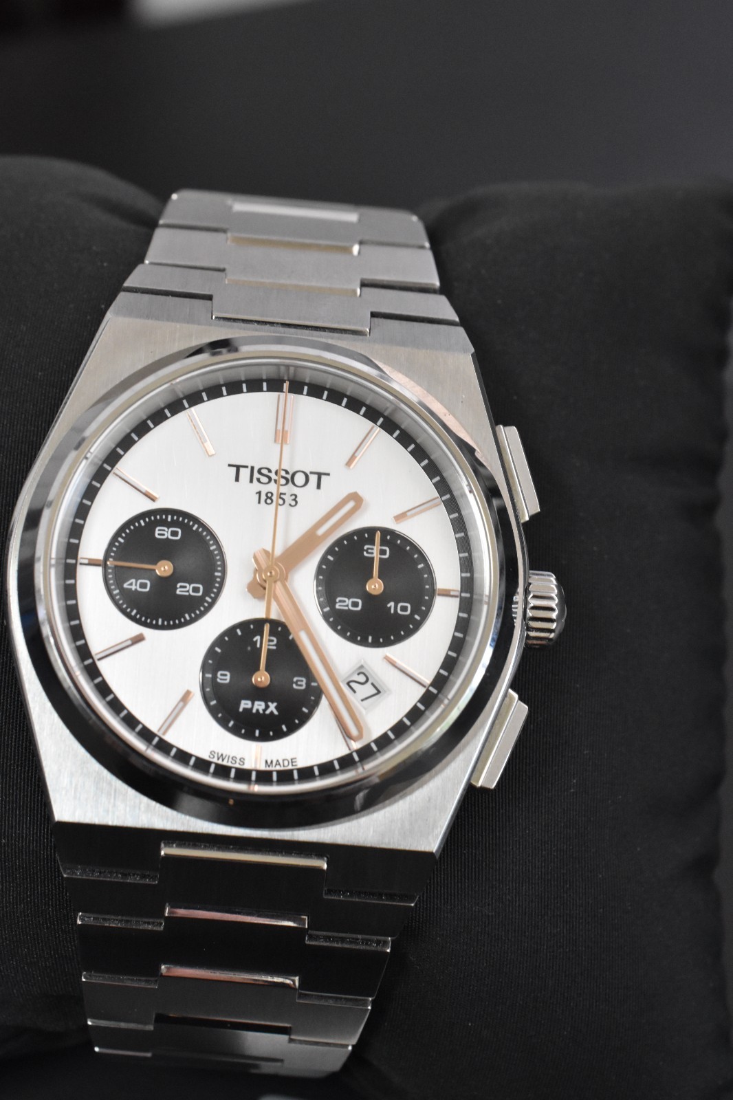 Tissot 1853 PRX Auto Chrono 42mm White Dial Watch w/Box T137.427.11.011.00