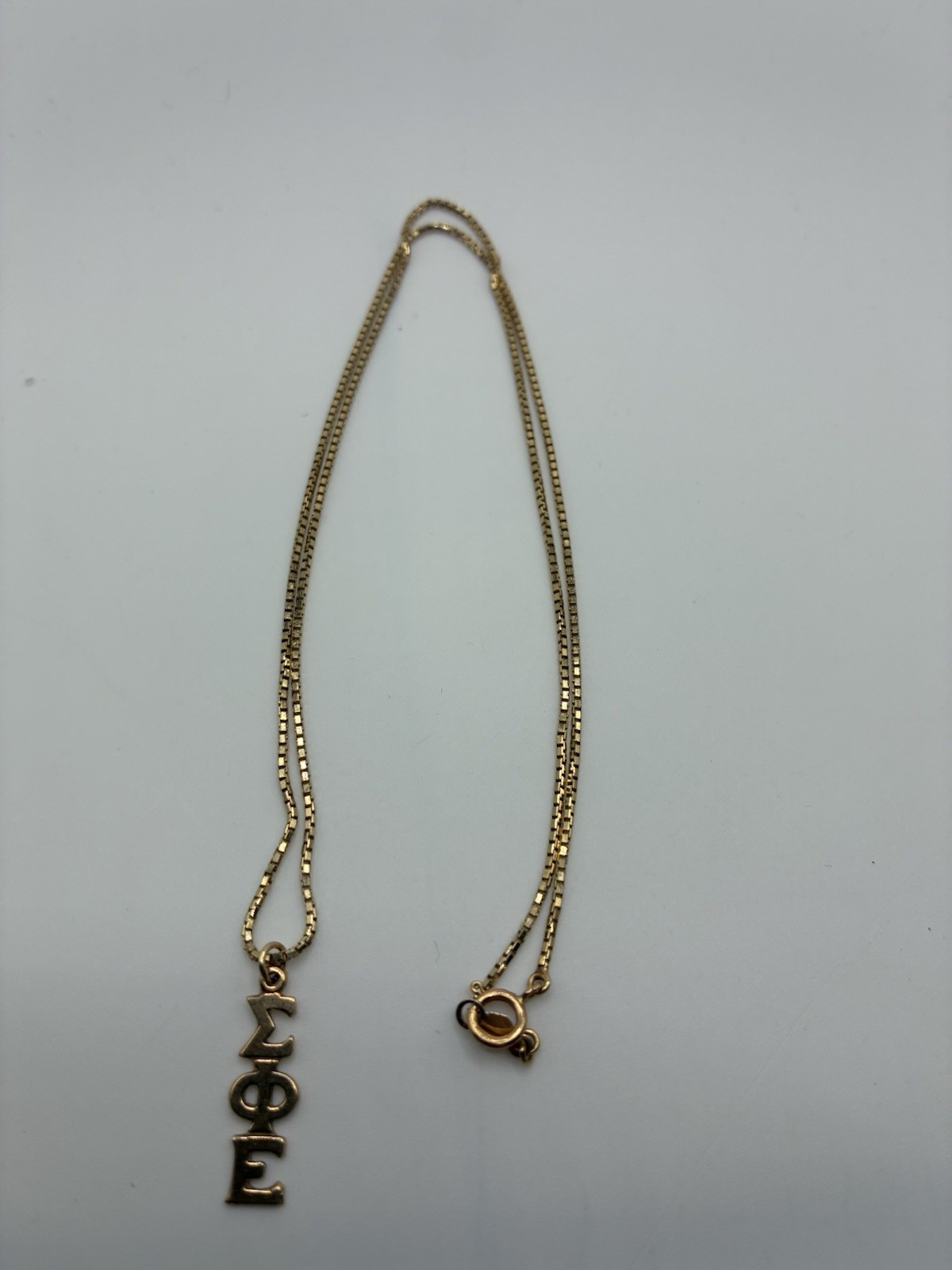 14k Gold Box Chain Necklace w/ Pendant, 3.25g