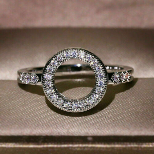 1.00 Ct Round Simulated Diamond Open Halo Engagement Ring 14K White Gold Finish