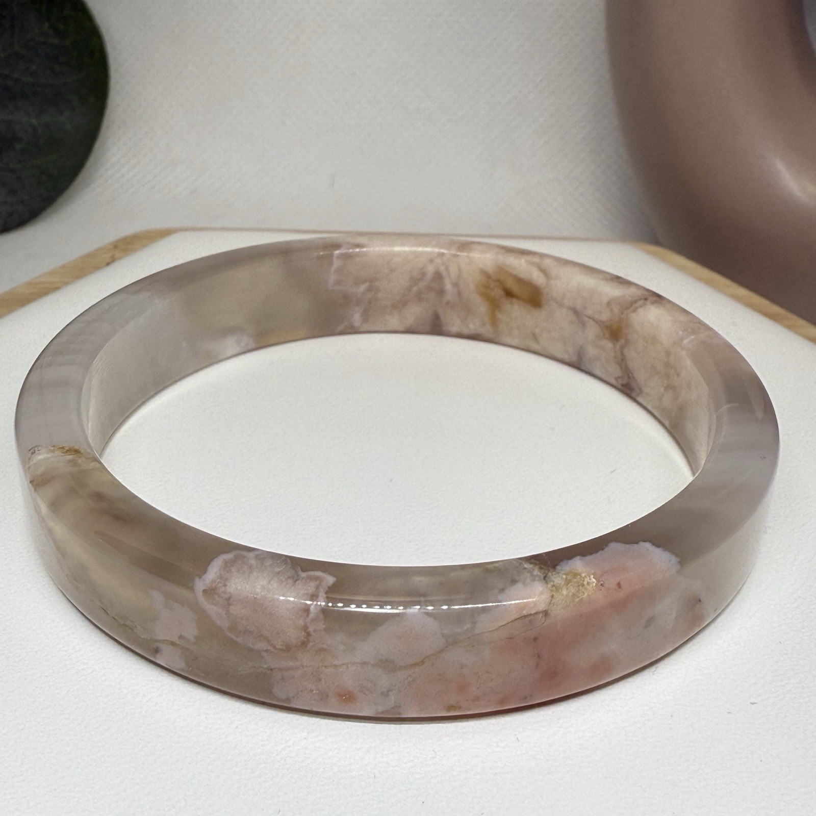 Flower Agate Hard Bangle Size 57.2MM Width 11.1MM