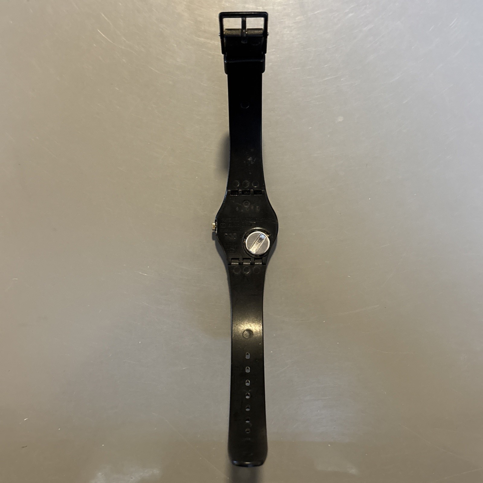 Vintage Swatch Watch 755 S.518 Black Gold Small 25mm New Battery – Works!
