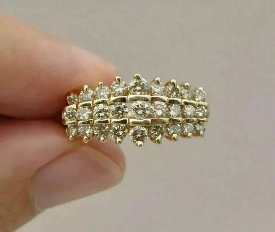 2CT Round Cut Lab Created Diamond Wedding Women Band Ring 14K Yellow Gold Finish