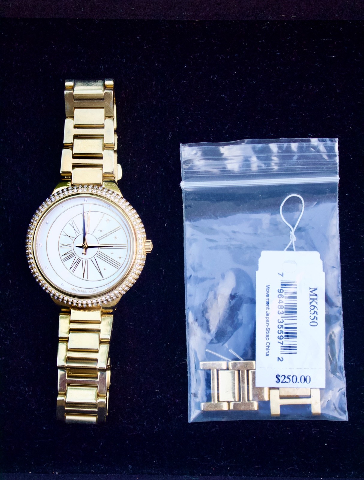 Michael Kors MK6550 Gold Tone Crystal Bezel Women’s Watch Extra Links