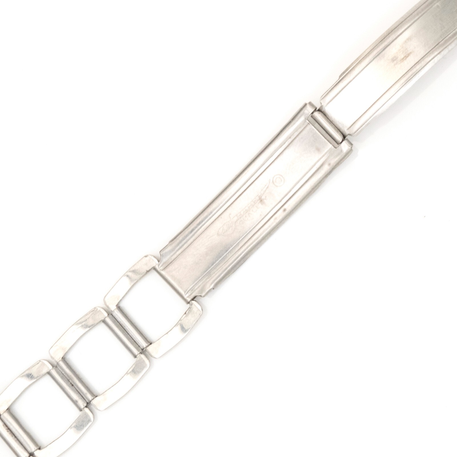 Vintage Saber 13.9 mm stainless steel open link watch bracelet w/trifold clasp