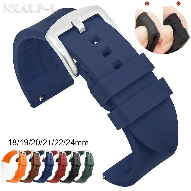 18mm 20mm 22mm Soft Silicone Watch Band Divers Replacement Strap Quick Release
