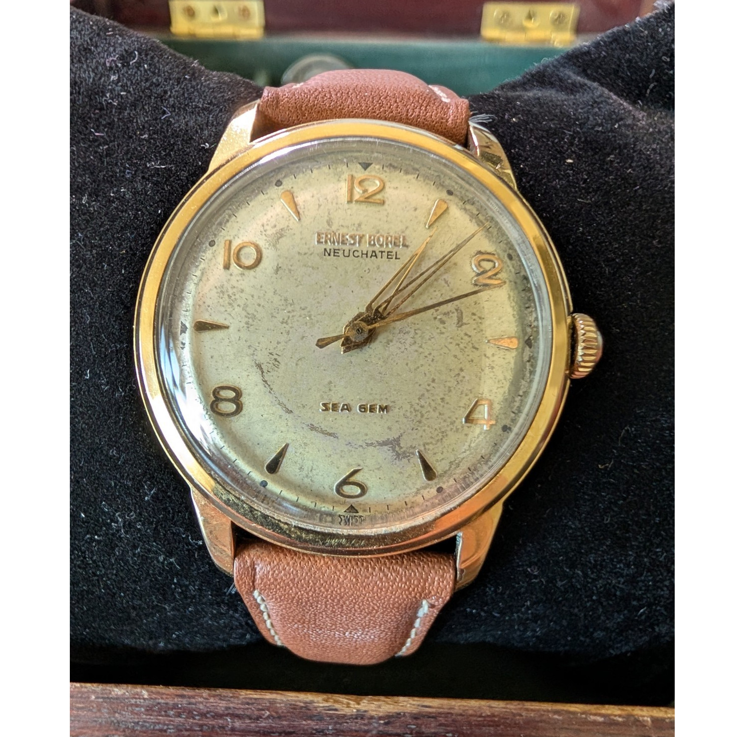 Vintage Ernest Borel Sea Gem 17J Manual Wind 1955 Engraved Presentation Watch