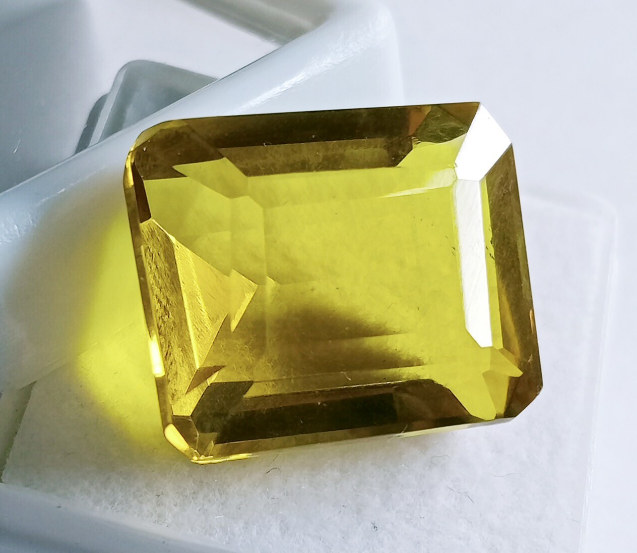 Natural Brazilian Emerald Cut Yellow Topaz Certified 22.65 Ct Loose Gemstone