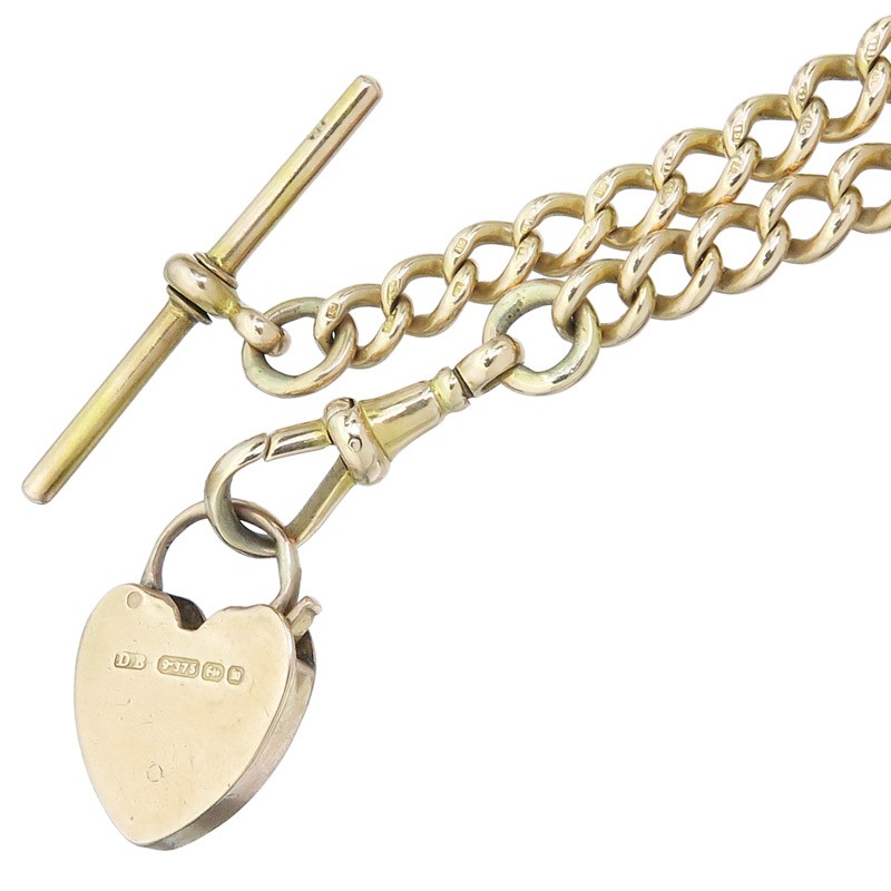 Chains Two Pocket Watch Chains Heart Pendant Clasp Gold Antique Certificate