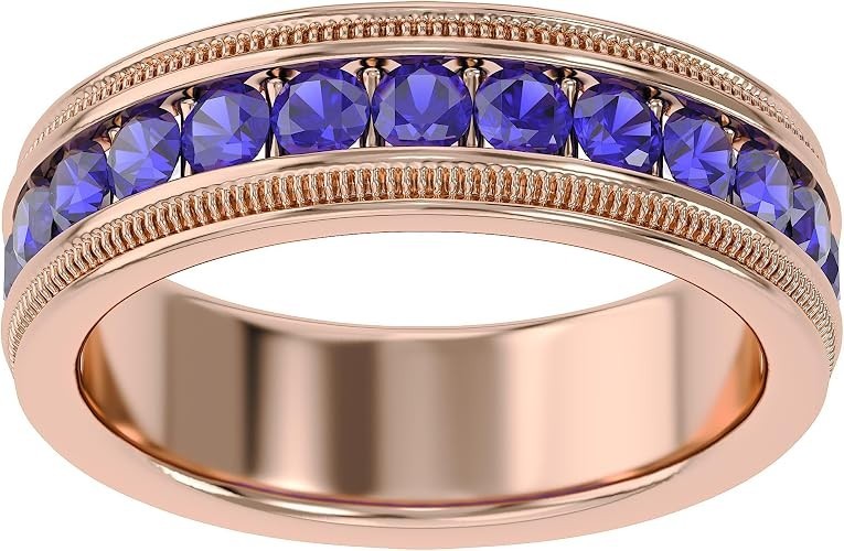 2.60Ct Men’s Band Ring Sapphire Lab Grown Gemstone in 10K or 14K Gold or Silver