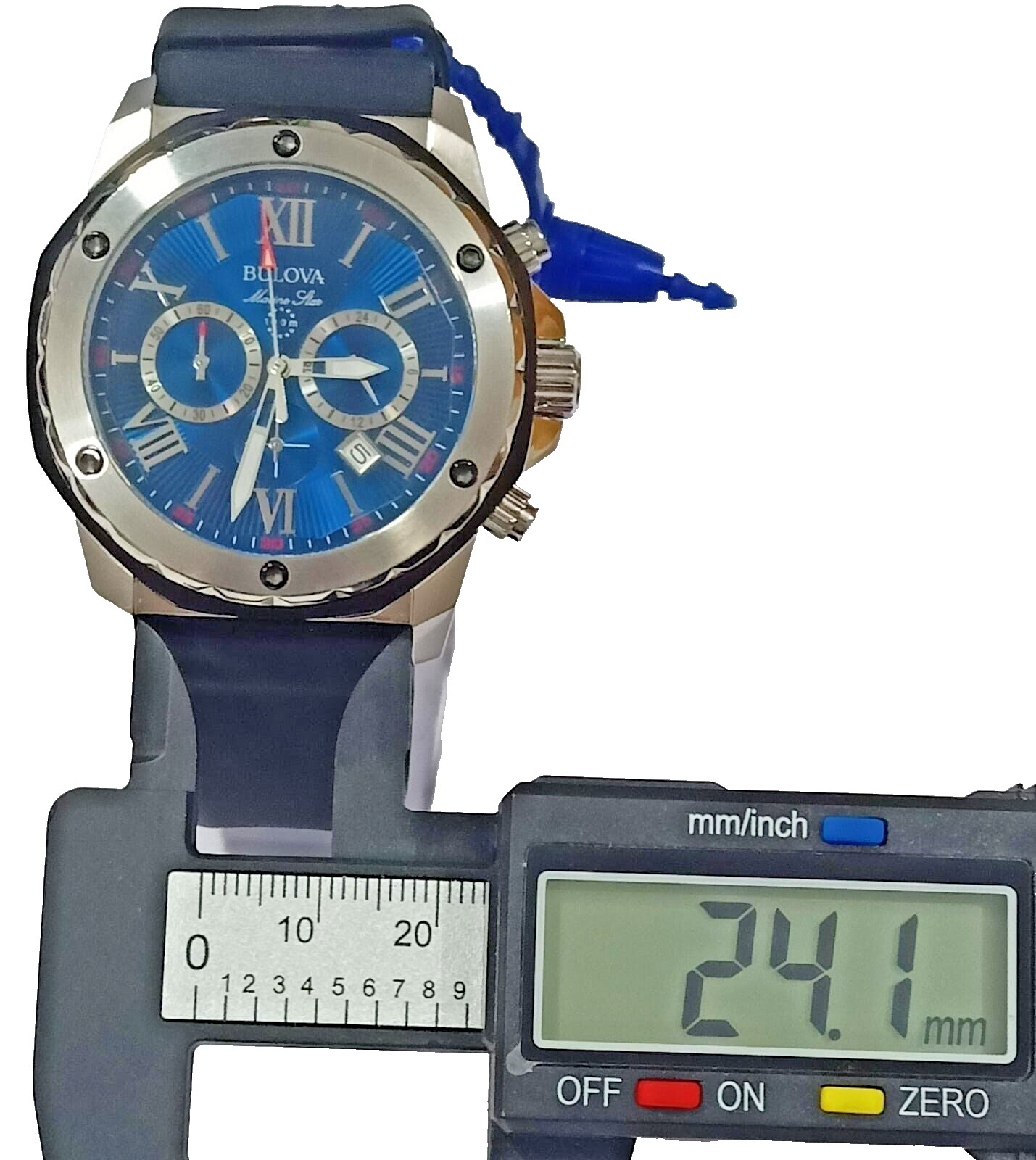 98B258 BULOVA MARINE STAR CHRONOGRAHP BLUR DIAL MEN’S WATCH “Photo Sample” M-474