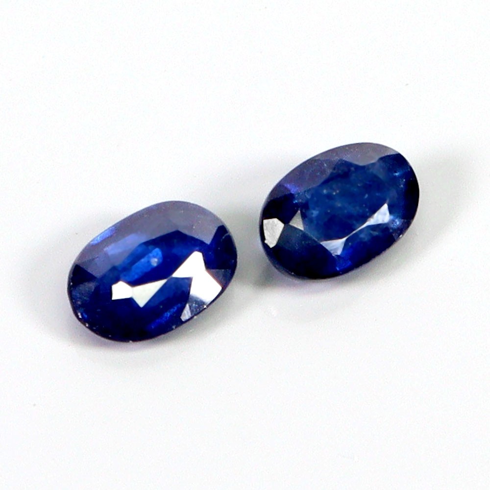 Pair 2pcs Oval Natural Heated Royal Blue Sapphire Madagascar 1.06ct 6x4mm Gems