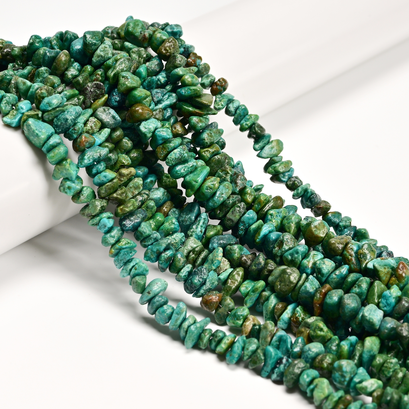 Natural Dark Green Turquoise Irregular Pebble Nugget Chips Beads 7-8mm 16” Strd