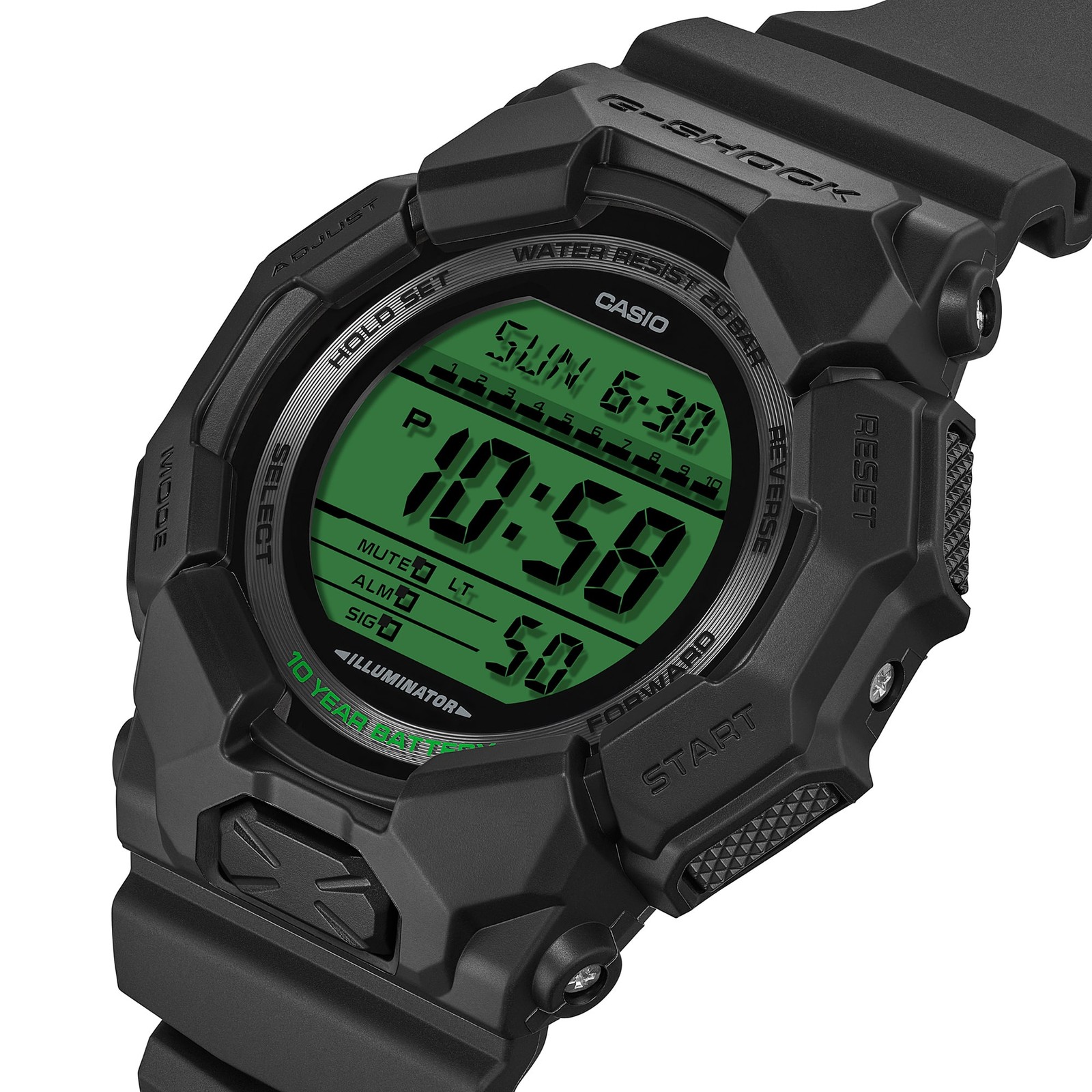 CASIO G-SHOCK GD-010BEG-1JF Black and Electro Green 51.9mm Digital Watch