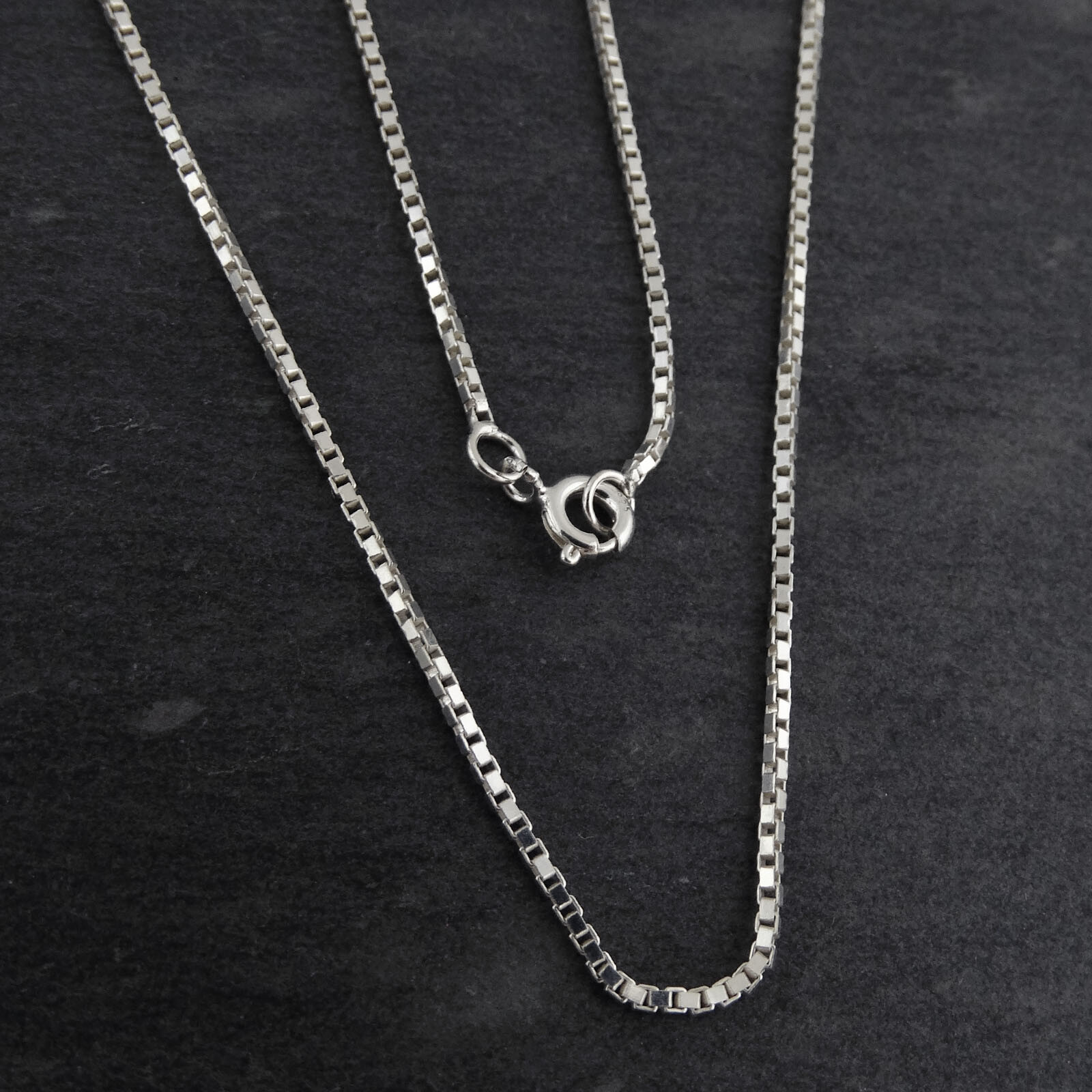 Sterling Silver 1.2mm BOX Chain Necklace 26″, 32″, 34″, 38″ Spring Ring 925 NEW