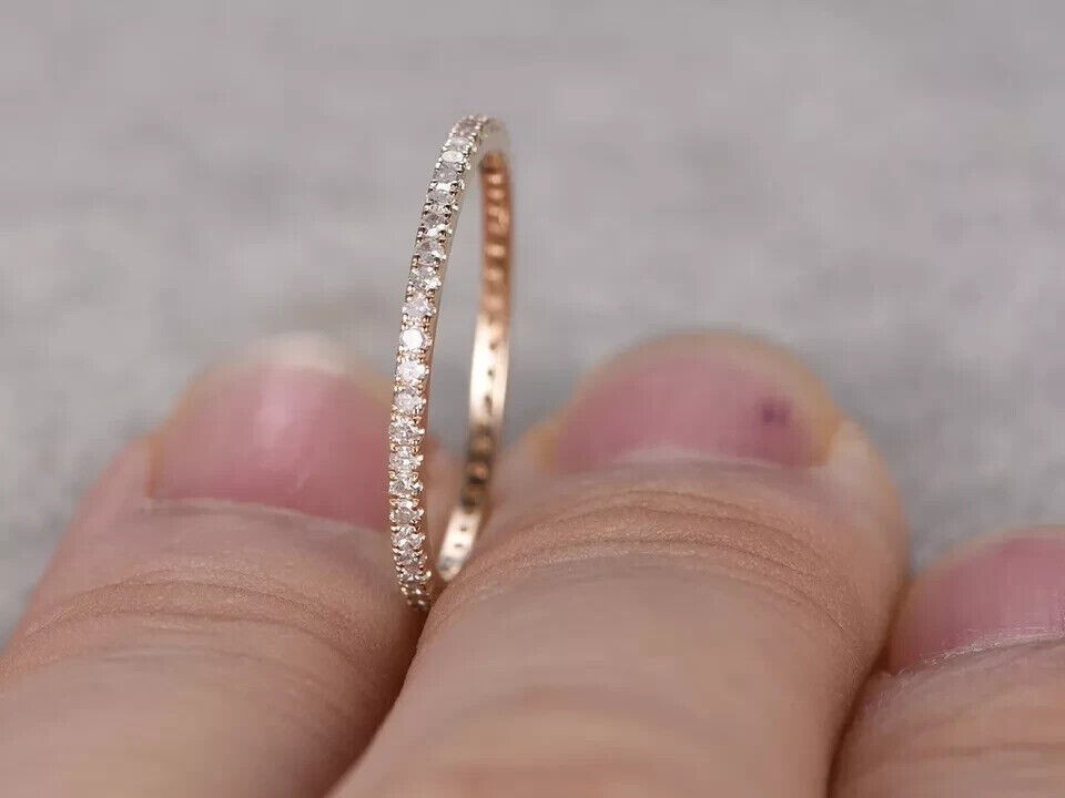1.20 Ct Round Cut Simulated Diamond Engagement Band Ring 14k Yellow Gold Plated