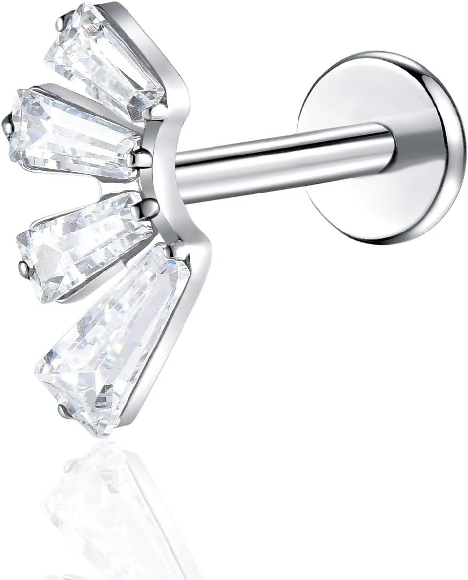 1Pcs 16G 18G G23 Titanium Threadless Labret Studs Push-In Labret Lip Cluster Tra