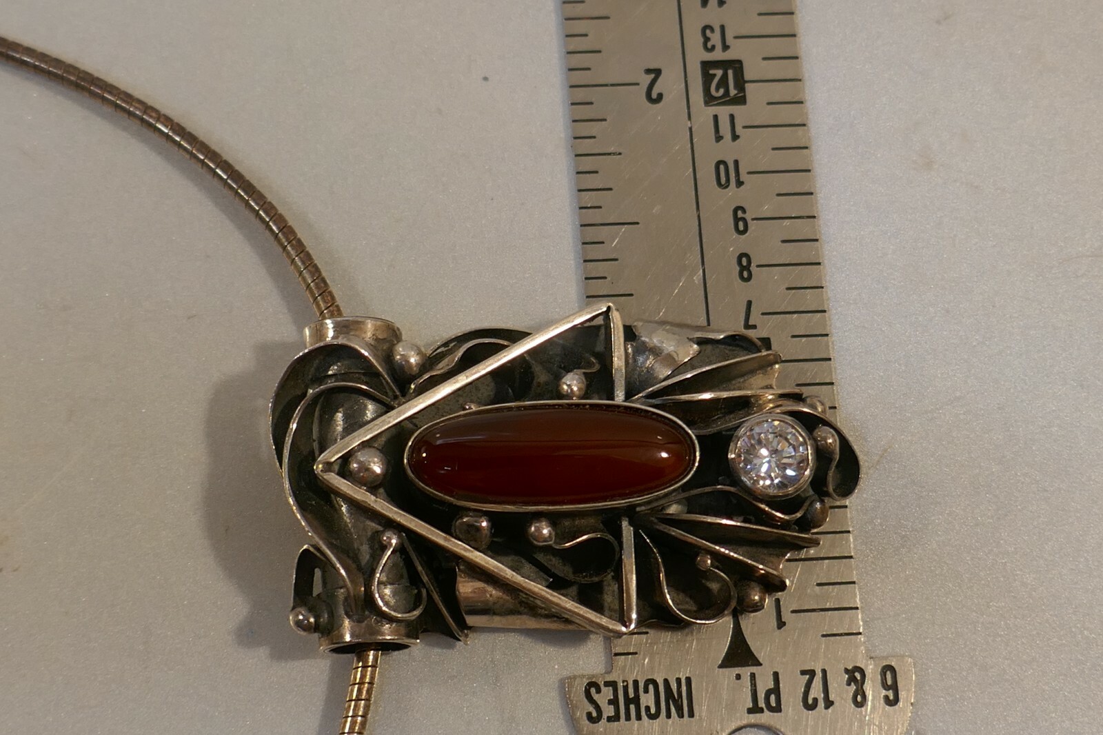 Vintage Studio Handmade Sterling Silver & Carnelian Choker Style Necklace