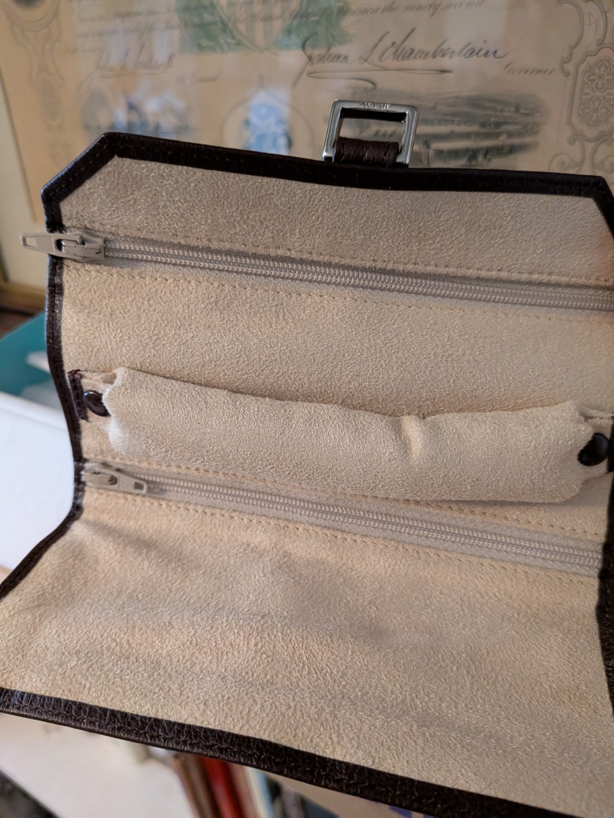 NEW NIB Tiffany & Co. BROWN leather jewelry roll w/ T&Co. box, tissue paper