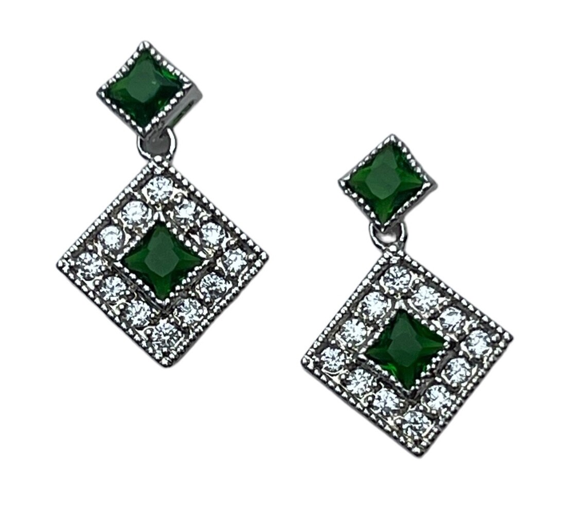 Emerald Simulated CZ Dangle Earrings GFJ73 F7D15C