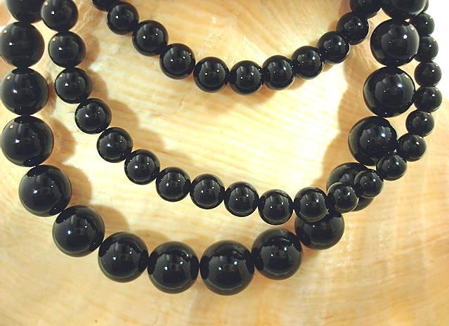 5-10MM GRADUATED ONE-STRAND ROUND GENUINE BLACK CORAL BALL BEAD NECKLACE 24″ #1