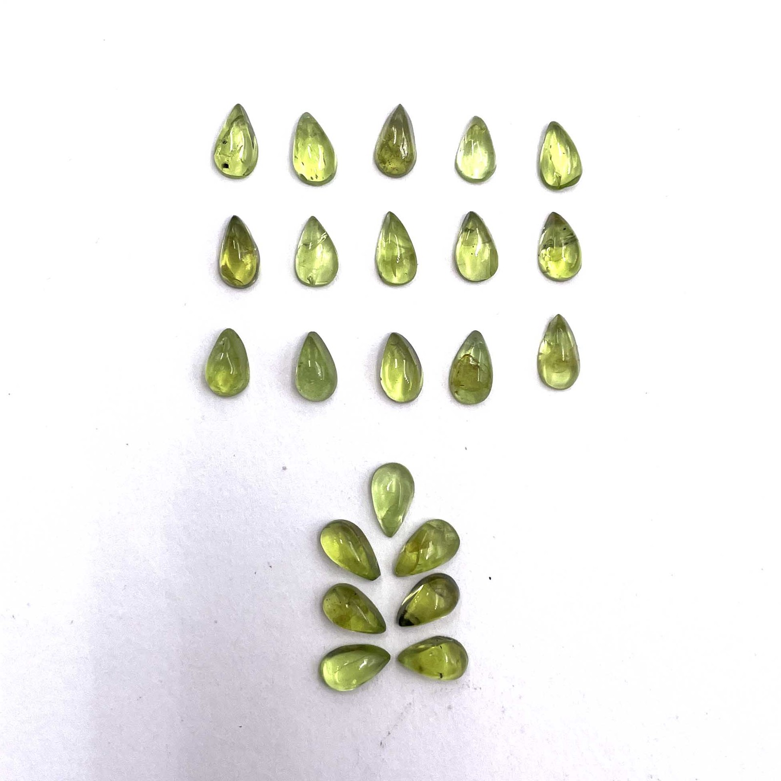 Natural Peridot Pear Cabochon Loose Gemstone Lot 37 Pcs 3.5*7-4.5*8 MM 30 CT