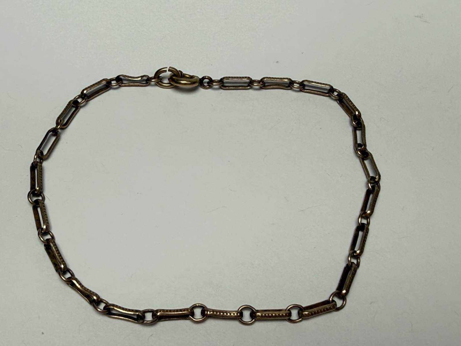 Vintage 1/20 12k Yellow Gold Filled Trombone 7.5”Bracelet Textured Dainty