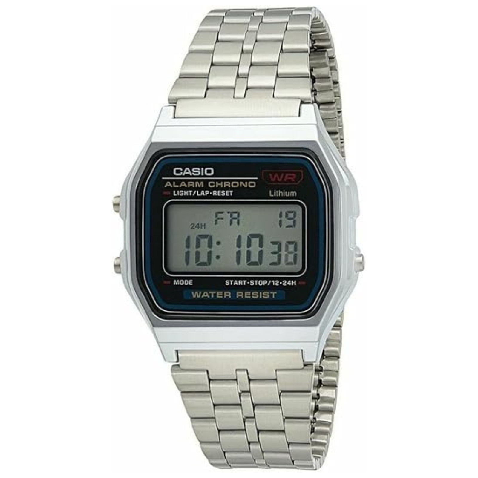 Casio A159WA-N1DF Men’s Classic Digital Bracelet Watch, Water Resistant, Silver
