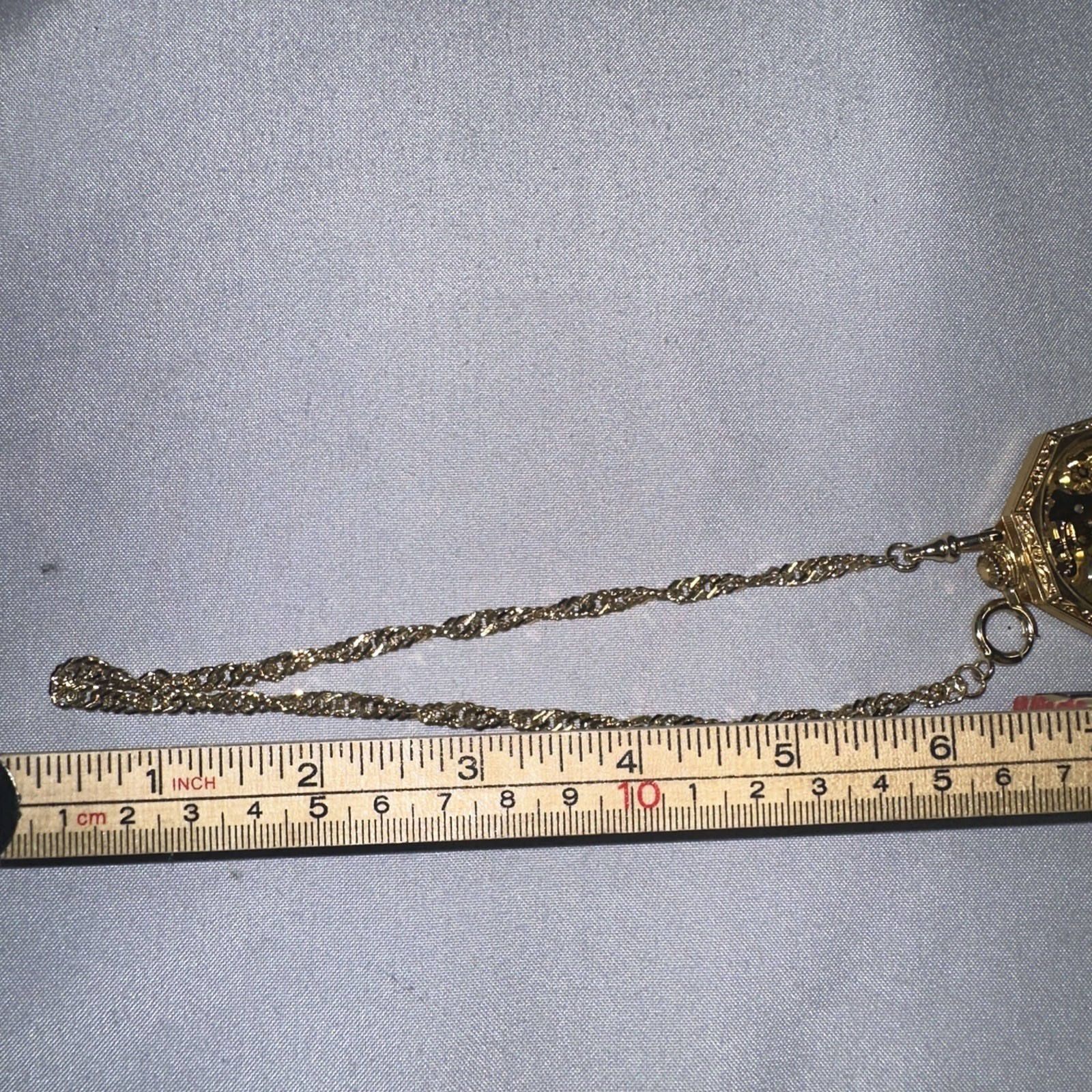 Vintage Colibri 17 Jewels Incabloc Swiss Skeletonized Pocket Watch Chain + Case