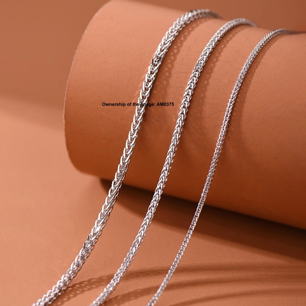 Pure 999 Fine Silver Women Men Necklace 1.2mm 2mm 3mm Wheat Link Chain All Size