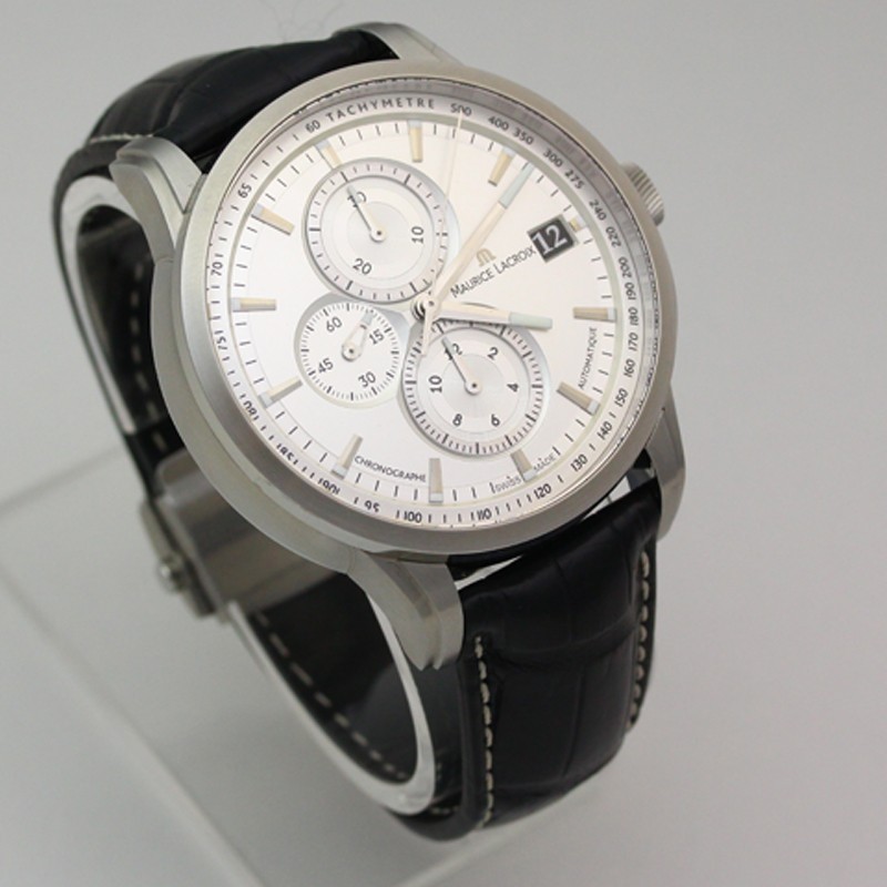Maurice Lacroix Pontos Chronograph Valgranges PT6128 47mm Steel Wristwatch + Box
