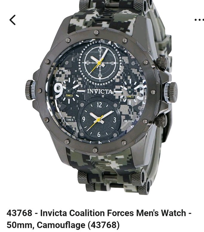 Invicta Coalition Forces Men’s 50mm Quartz Analog 100m Multi-Dial Camo