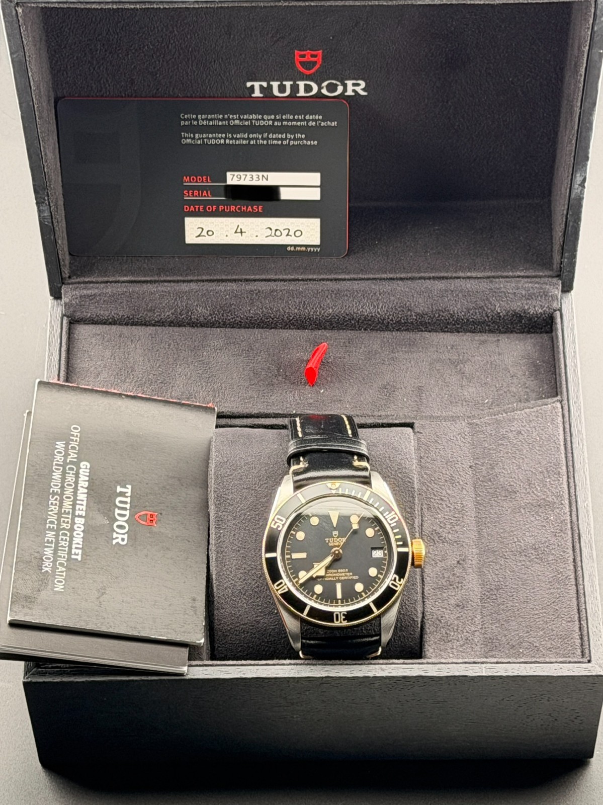 2020 Tudor Black Bay 41mm Steel Gold S&G Leather Strap Watch 79733N B+P