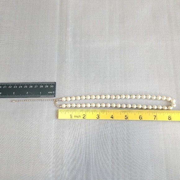 Women’s Faux Pearls Choker Necklace White/Beige 8 in + 3 in of extension