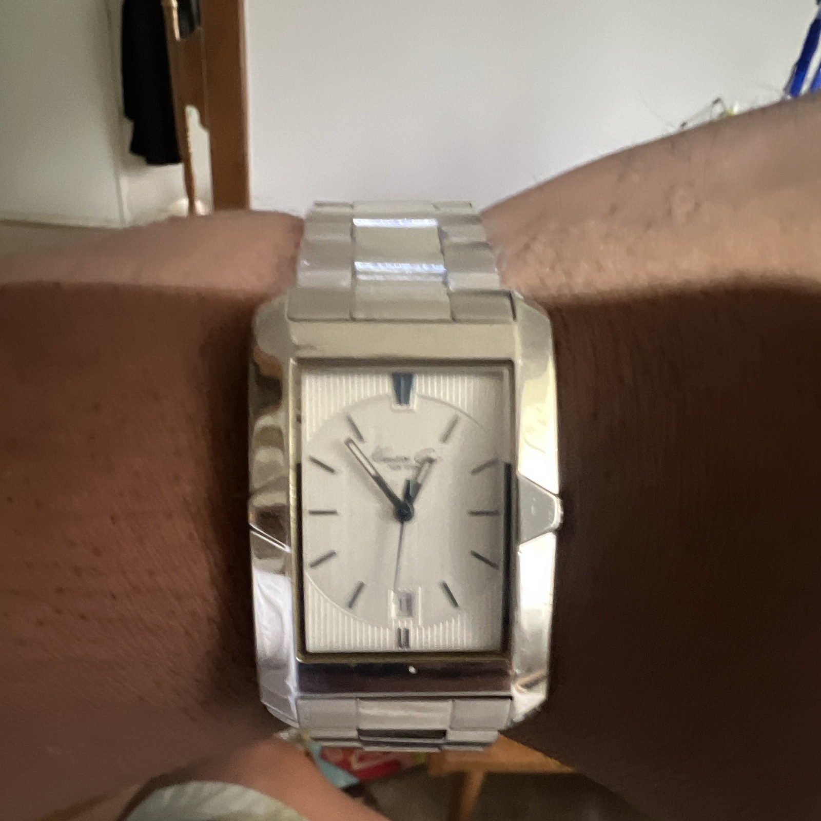 Kenneth Cole New York Men’s Rectangular Quartz Date SS Watch
