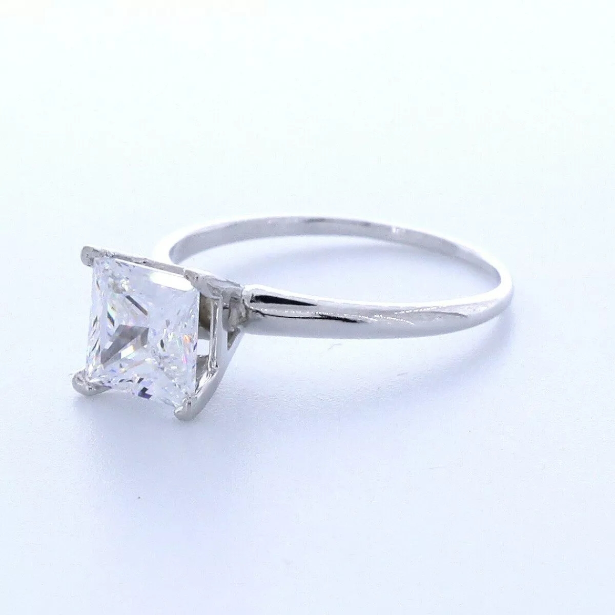 Solitaire Engagement Ring 14K Gold 1.56 Carat Princess Lab-Grown Diamond E VS2