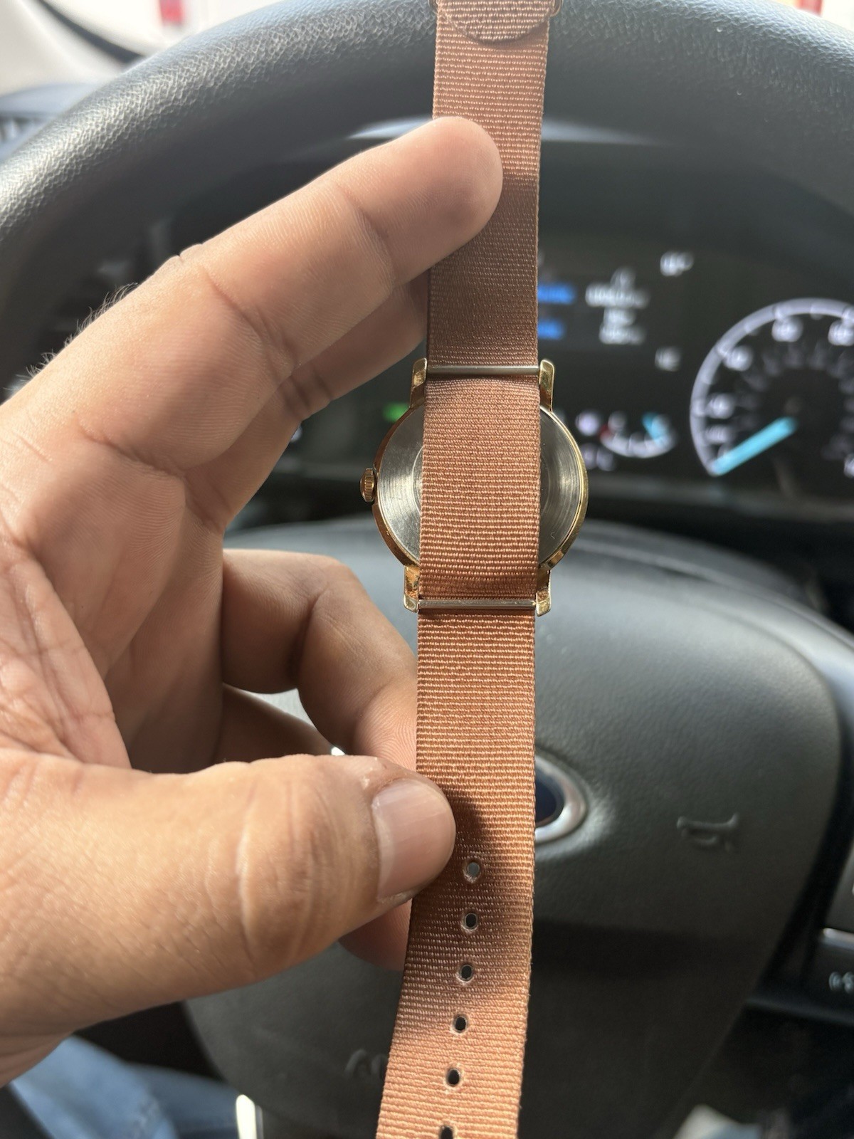 Vintage Timex Marlin Date Manual Wind Gold Dial Runs Great New NATO Strap