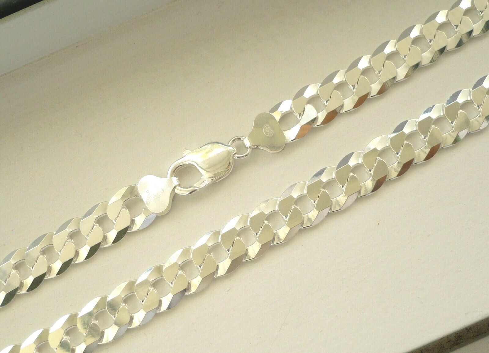 10.8MM 925 STERLING SILVER MEN’S FLAT CUBAN LINK CHAIN OR BRACELET 8″ 24″26″ 28″