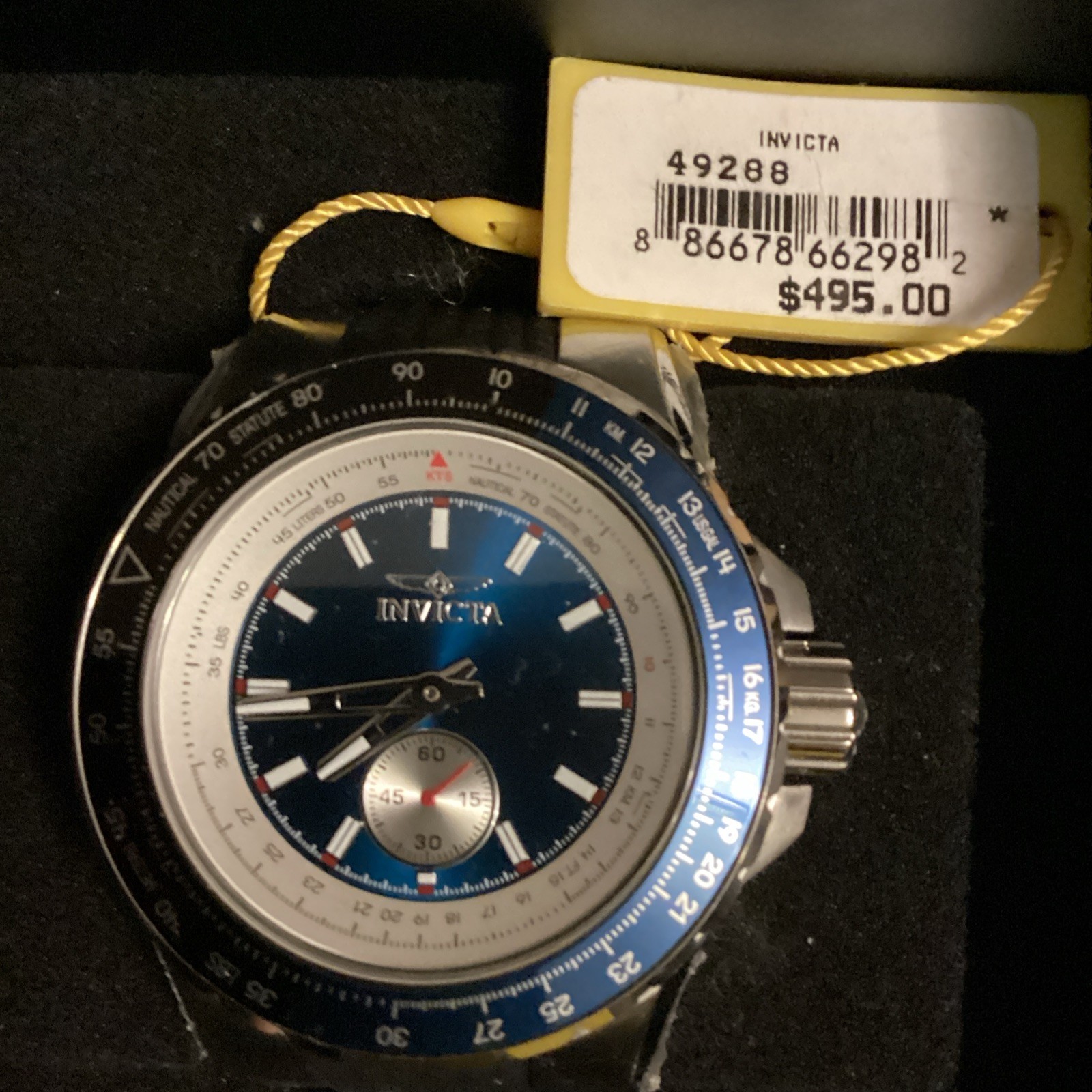 NWT Invicta Aviator Quartz Blue Dial Men’s Watch 49288 Stainless Steel Silver