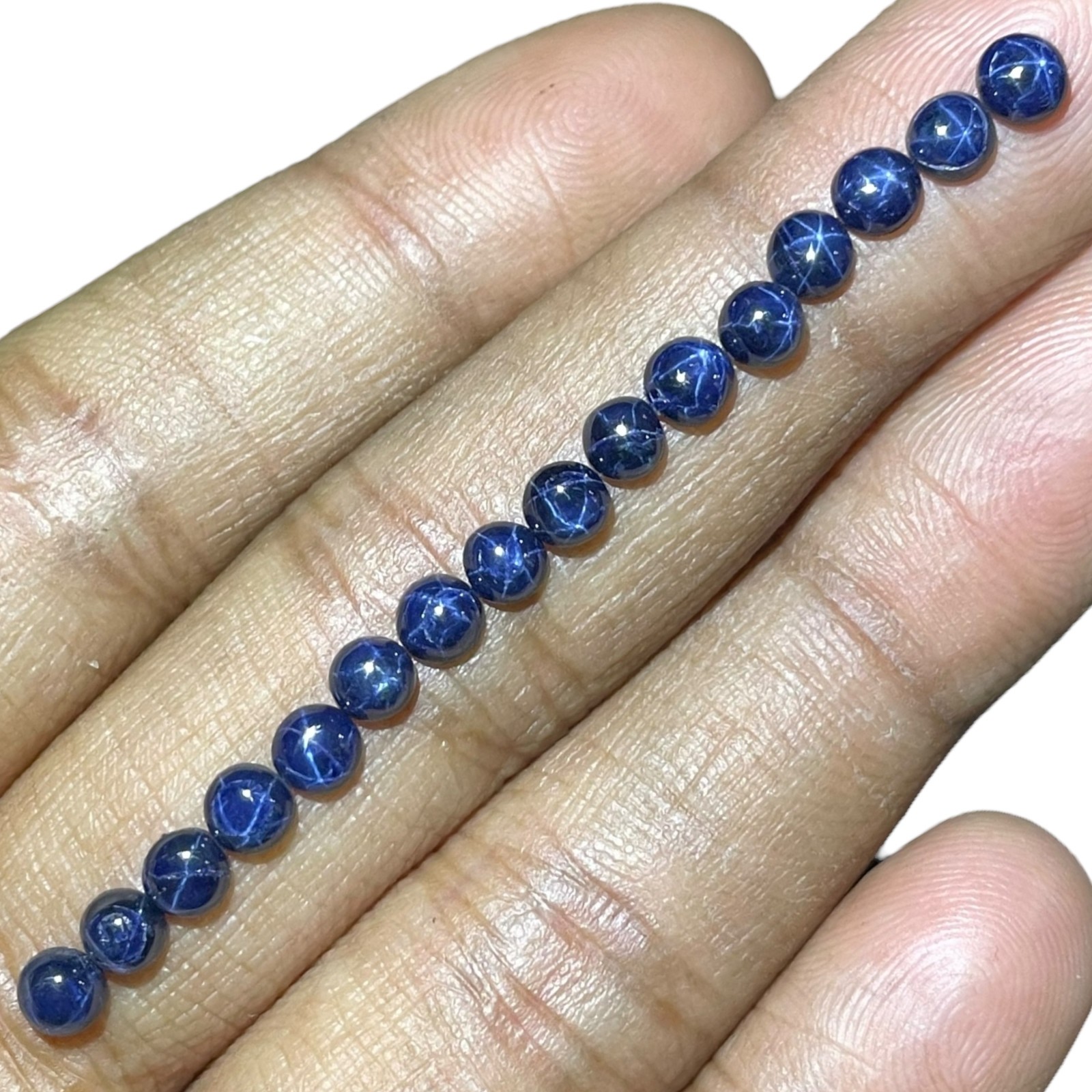 16 Pcs Natural Star Blue Sapphire 4mm Round Loose Cabochon Gemstones Lot