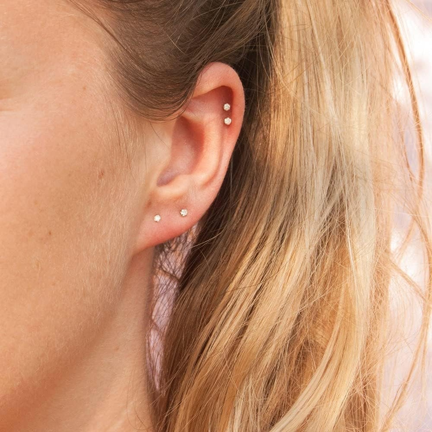 10 Pairs 2MM Surgical Steel Small Stud Earrings, Hypoallergenic 14K Gold Plat…