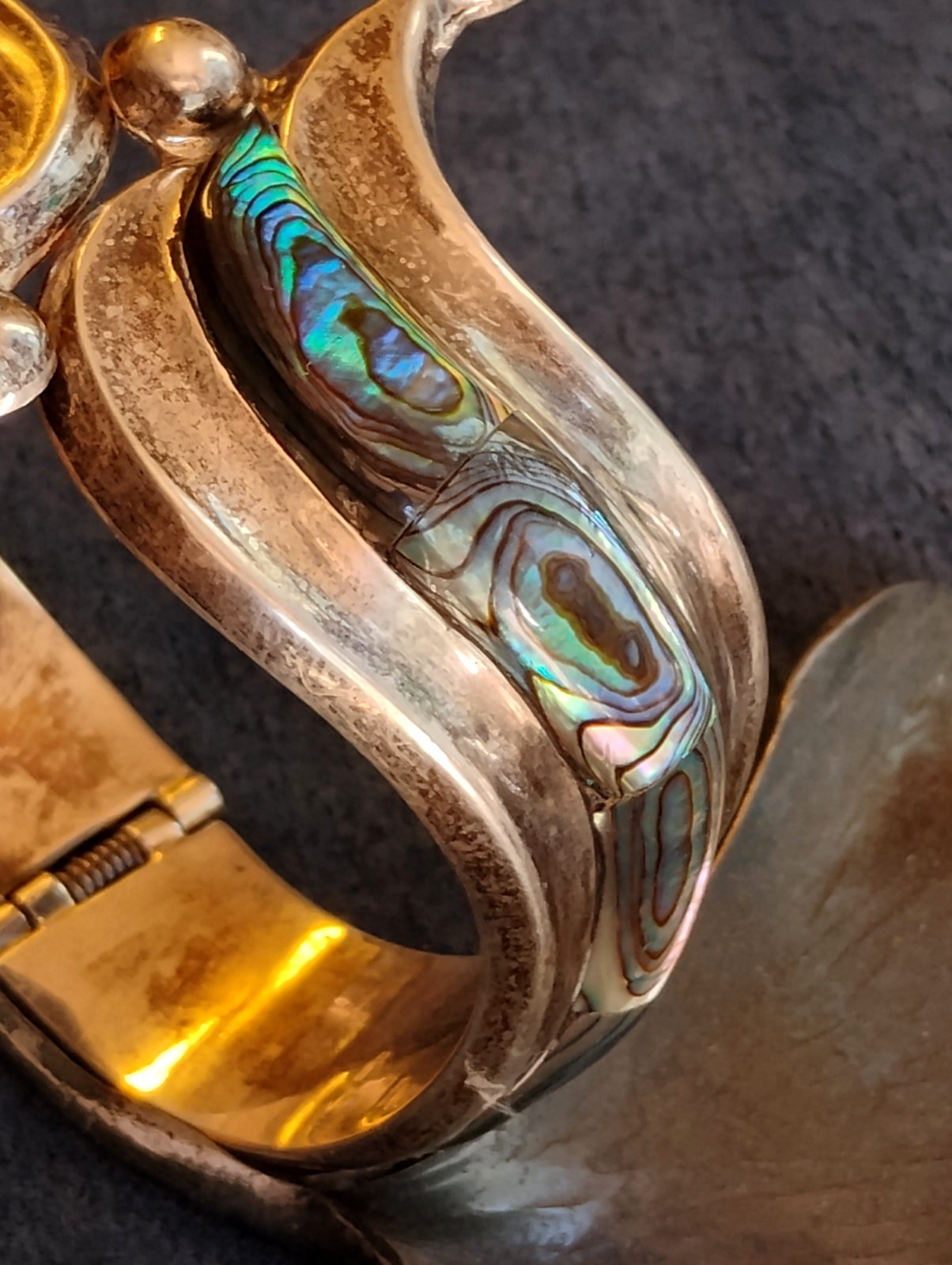 950 High Purity Silver TAXCO Clamper Hinge Bracelet 60.4 grams TS-45 TILO