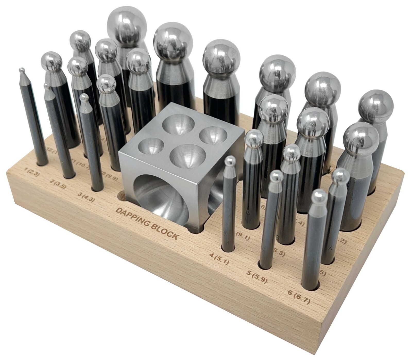 26 Piece Dapping Doming Punch Block Set 2.3 mm to 25 mm Jewelry Making Tool Kit