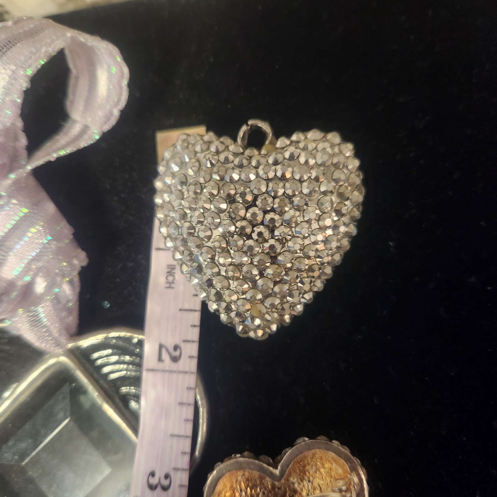 Sparkle Heart Brooch Charm Set Rhinestone Crystal Gem Pendant decor
