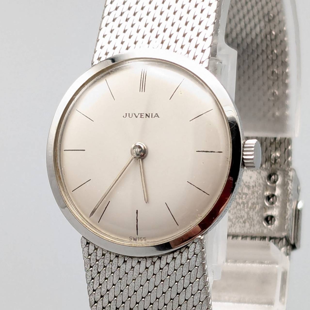 [Very Good] JUVENIA Swiss 17 Jewels Manual Wind Ladies Watch c.1970s Mesh